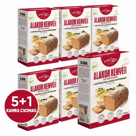  Alakor kenyér sütőkeverék, teljes őrlésű, Kamra Csomag 5+1 BIO